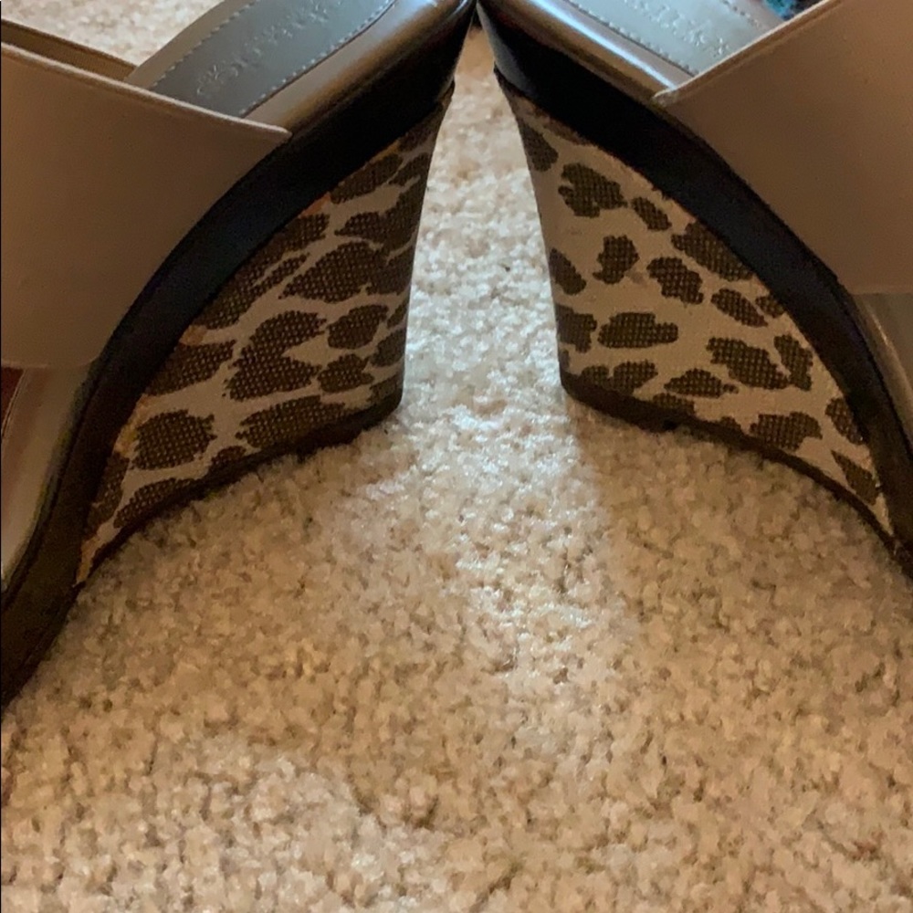 Tan wedges with elastic straps for comfort- size 9